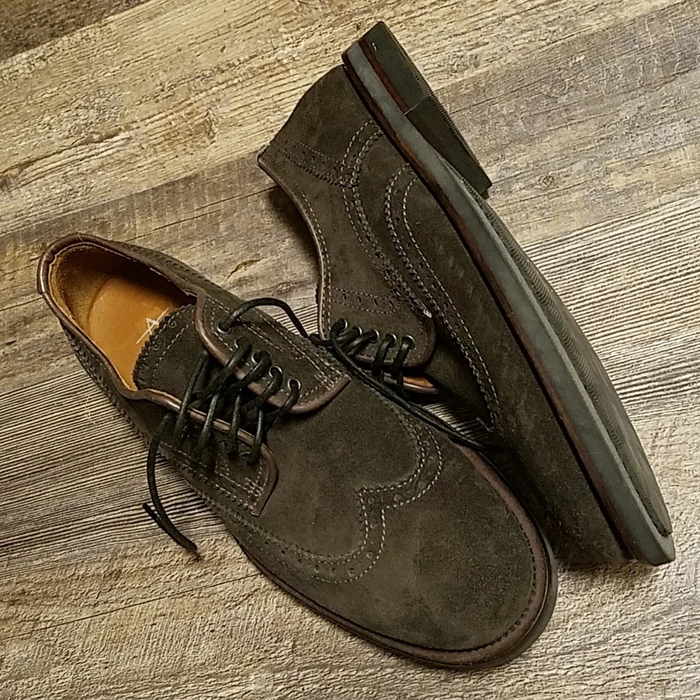 Aquatalia Olive Green Suede Wingtip Oxfords